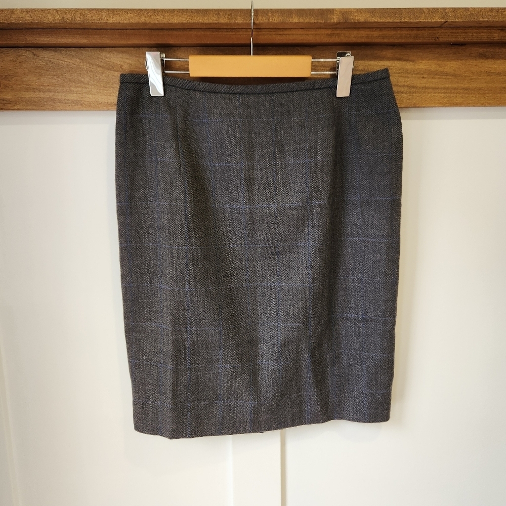 Vintage Evan Picone Pencil Skirt Womens 14 100% Worsted Wool Gray Made in USA